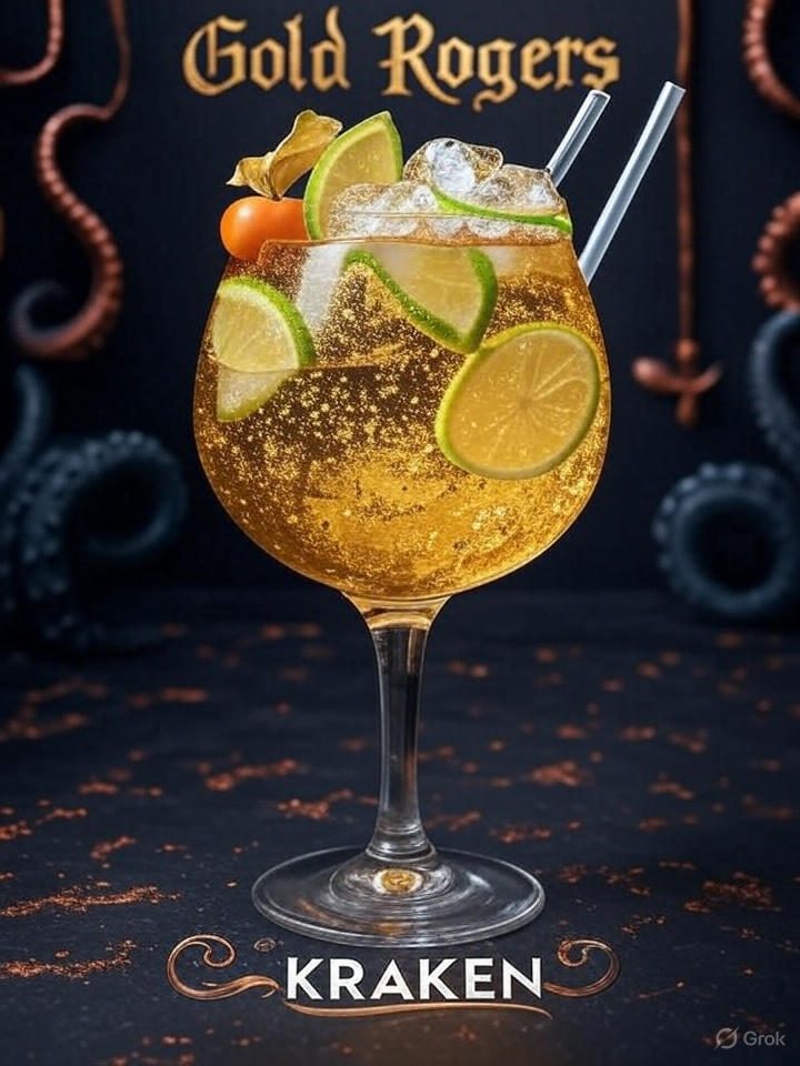 Cocktail Gold Rogers au rhum Kraken, Colmar